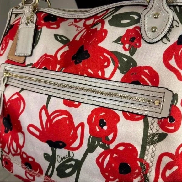 Coach Poppy Red Floral Women's Bag - Picture 2 of 8